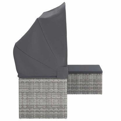 Divano Giardino 3 Posti Tetto e Poggiapiedi Grigio Polyrattan | homemem39