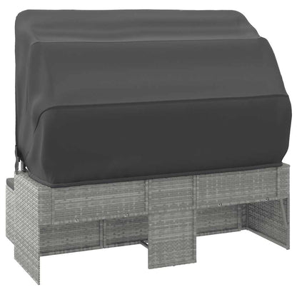 Divano Giardino 3 Posti Tetto e Poggiapiedi Grigio Polyrattan | homemem39