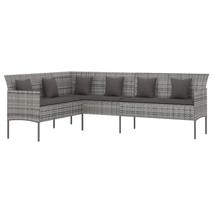 Divano da Giardino a L con Cuscini Grigio in Polyrattan | homemem39