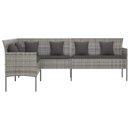 Divano da Giardino a L con Cuscini Grigio in Polyrattan | homemem39
