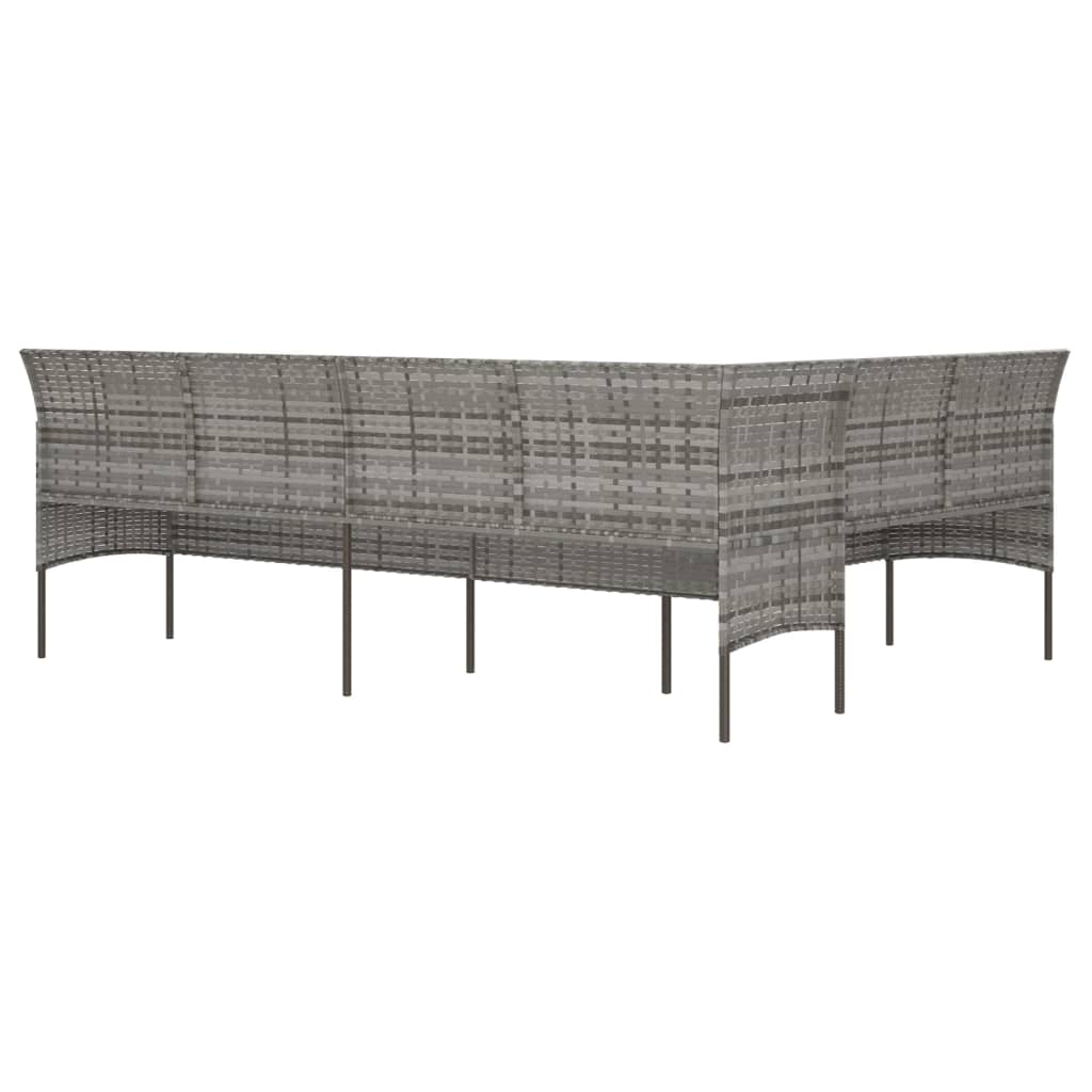 Divano da Giardino a L con Cuscini Grigio in Polyrattan | homemem39