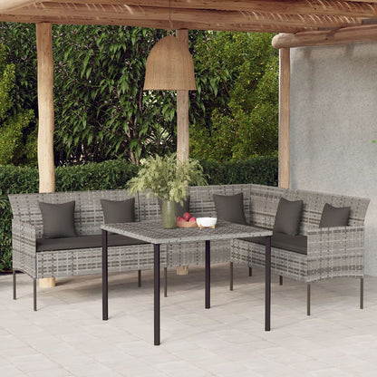 Divano da Giardino a L con Cuscini Grigio in Polyrattan | homemem39