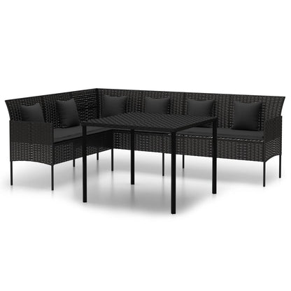Set da Pranzo da Giardino 2 pz con Cuscini Nero in Polyrattan | homemem39