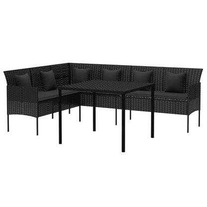 Set da Pranzo da Giardino 2 pz con Cuscini Nero in Polyrattan | homemem39