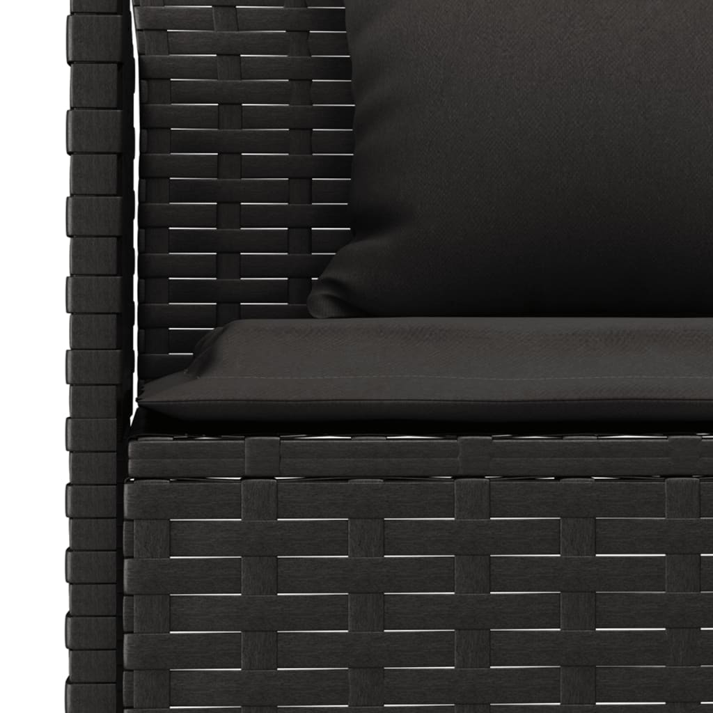 Set da Pranzo da Giardino 2 pz con Cuscini Nero in Polyrattan | homemem39