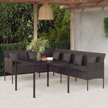 Set da Pranzo da Giardino 2 pz con Cuscini Nero in Polyrattan | homemem39