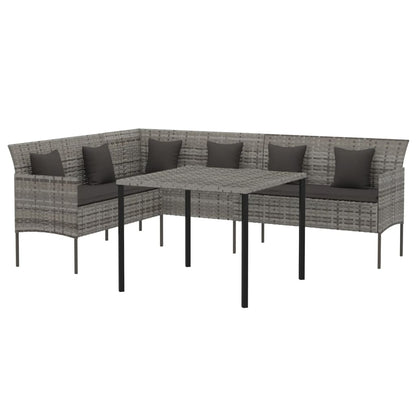 Set da Pranzo da Giardino 2 pz con Cuscini in Polyrattan Grigio - homemem39