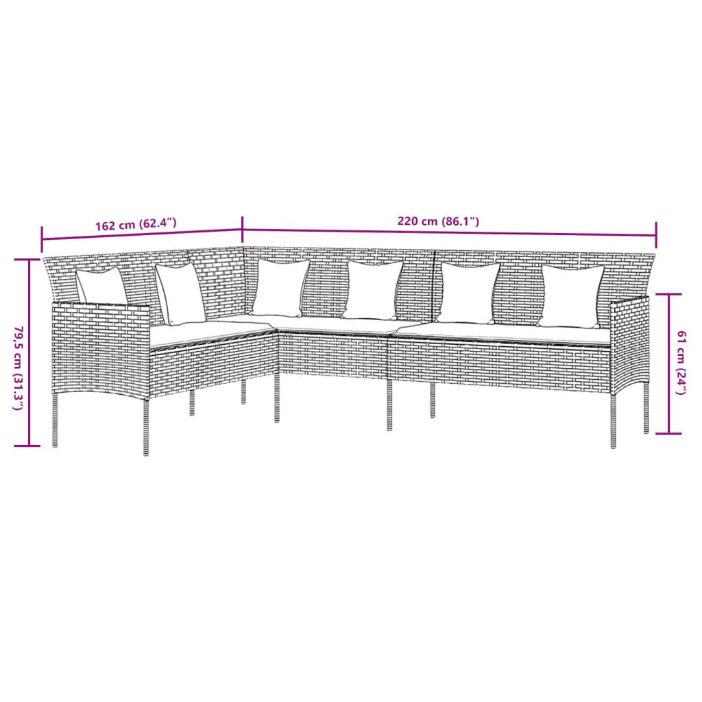 Set da Pranzo da Giardino 2 pz con Cuscini in Polyrattan Grigio - homemem39