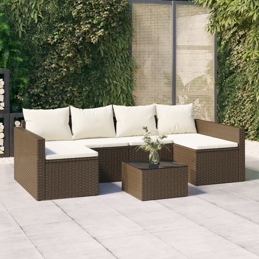 Set Divani da Giardino 2 pz con Cuscini in Polyrattan Marrone - homemem39