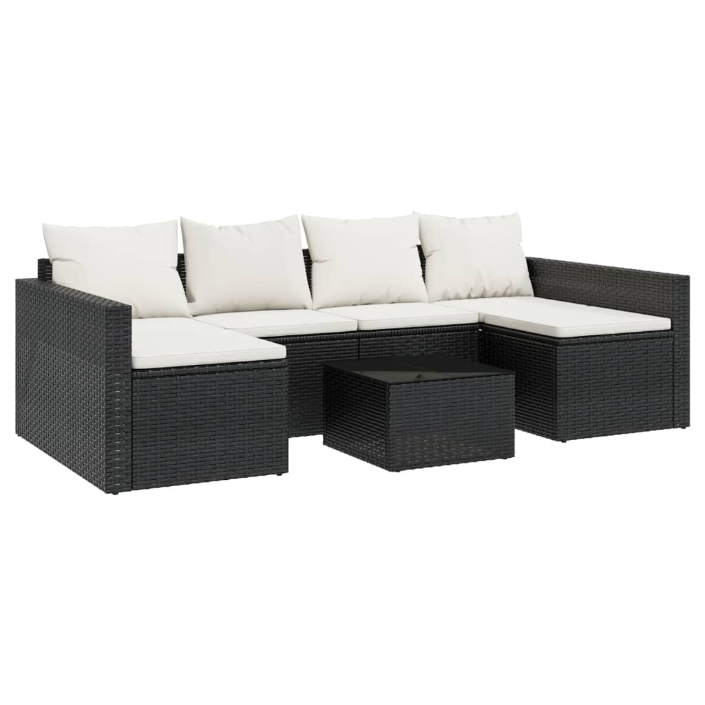 Set da Giardino 2 pz con Cuscini Nero in Polyrattan - homemem39