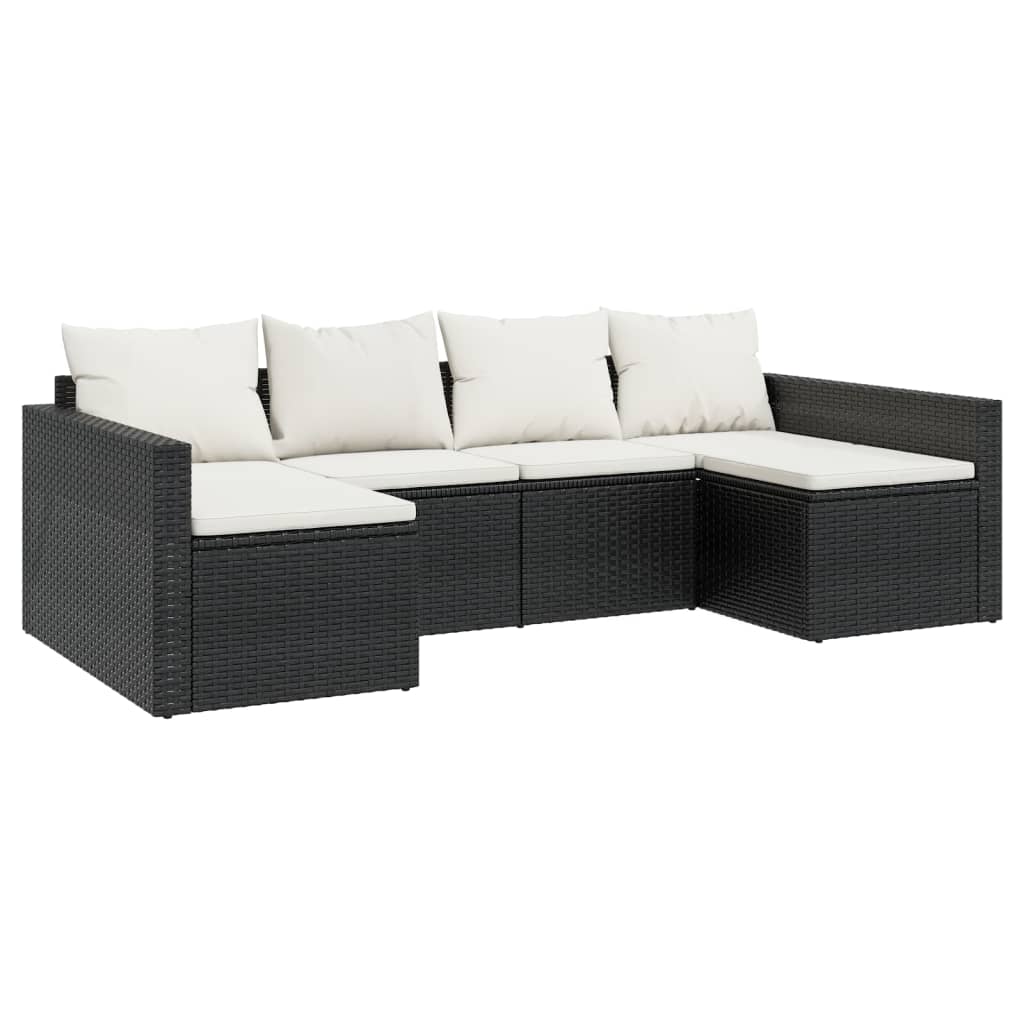 Set da Giardino 2 pz con Cuscini Nero in Polyrattan - homemem39