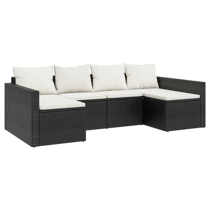 Set da Giardino 2 pz con Cuscini Nero in Polyrattan - homemem39