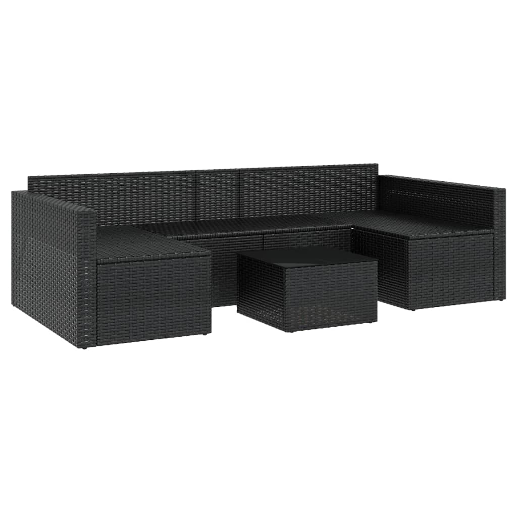 Set da Giardino 2 pz con Cuscini Nero in Polyrattan - homemem39