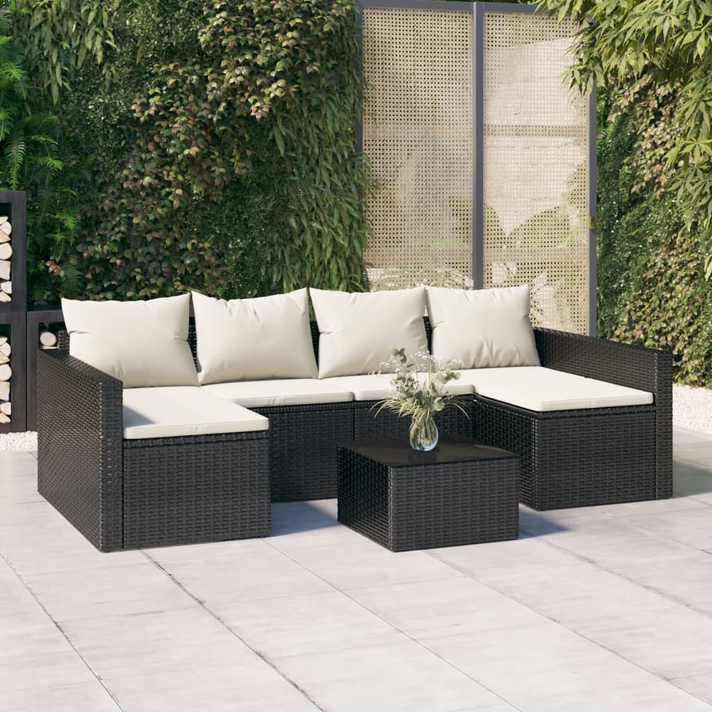Set da Giardino 2 pz con Cuscini Nero in Polyrattan - homemem39