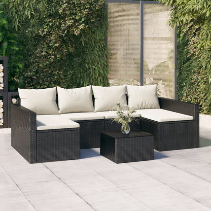 Set da Giardino 2 pz con Cuscini Nero in Polyrattan - homemem39