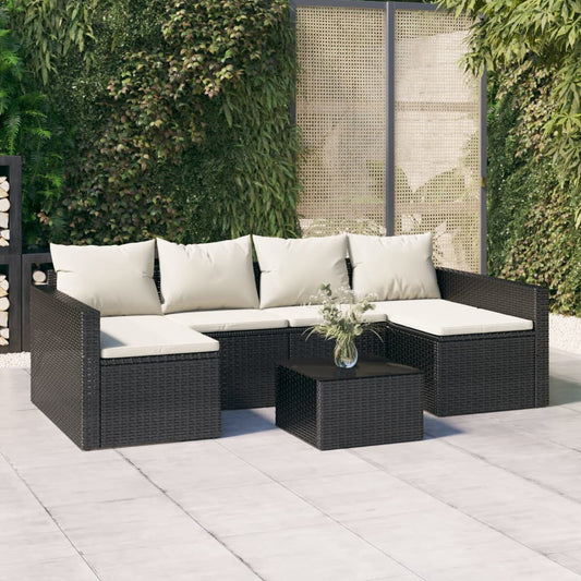 Set da Giardino 2 pz con Cuscini Nero in Polyrattan - homemem39
