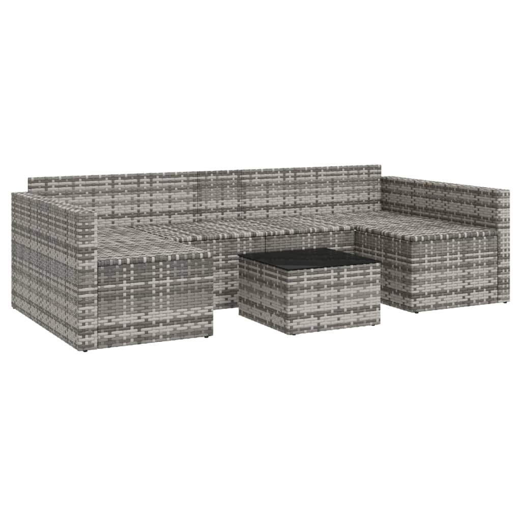 Set di Divani da Giardino 2 pz con Cuscini in Polyrattan Grigio