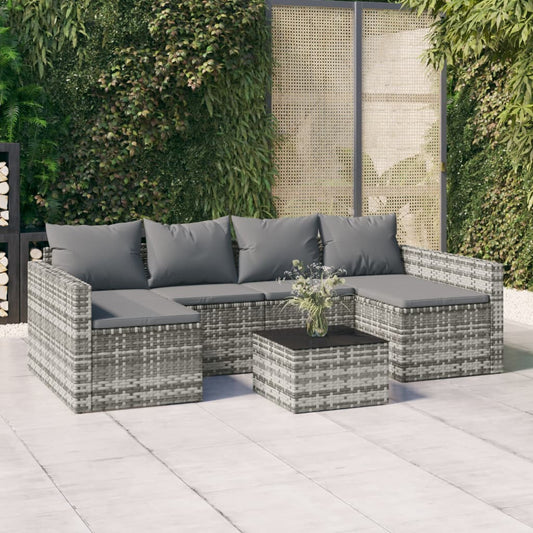 Set di Divani da Giardino 2 pz con Cuscini in Polyrattan Grigio
