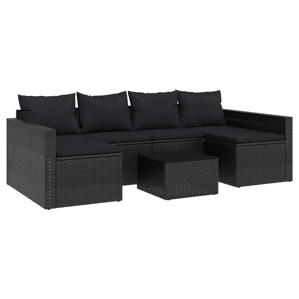Set da Giardino 2 pz con Cuscini Nero in Polyrattan | homemem39