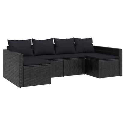 Set da Giardino 2 pz con Cuscini Nero in Polyrattan | homemem39