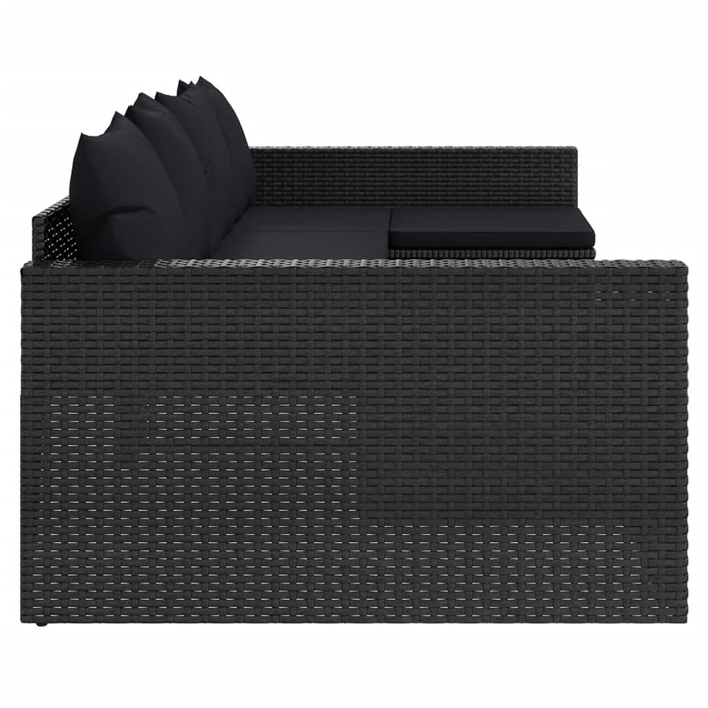 Set da Giardino 2 pz con Cuscini Nero in Polyrattan | homemem39
