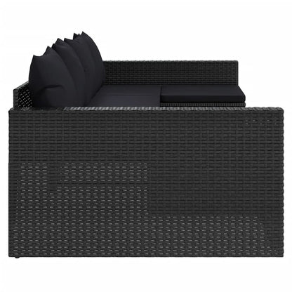 Set da Giardino 2 pz con Cuscini Nero in Polyrattan | homemem39