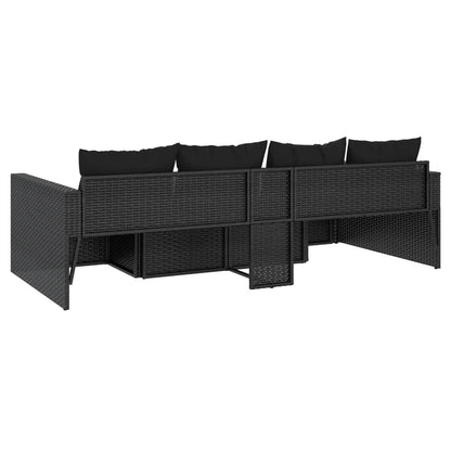 Set da Giardino 2 pz con Cuscini Nero in Polyrattan | homemem39