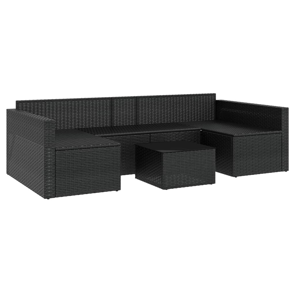 Set da Giardino 2 pz con Cuscini Nero in Polyrattan | homemem39