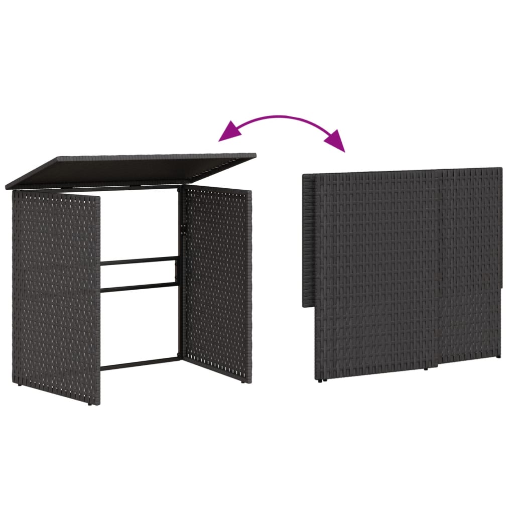 Divano da Giardino con Tavolo e Cuscini a L Nero in Polyrattan | homemem39