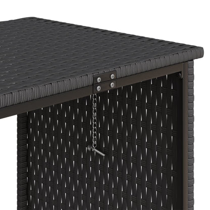 Divano da Giardino con Tavolo e Cuscini a L Nero in Polyrattan | homemem39
