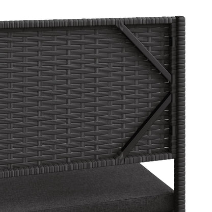 Divano da Giardino con Tavolo e Cuscini a L Nero in Polyrattan | homemem39