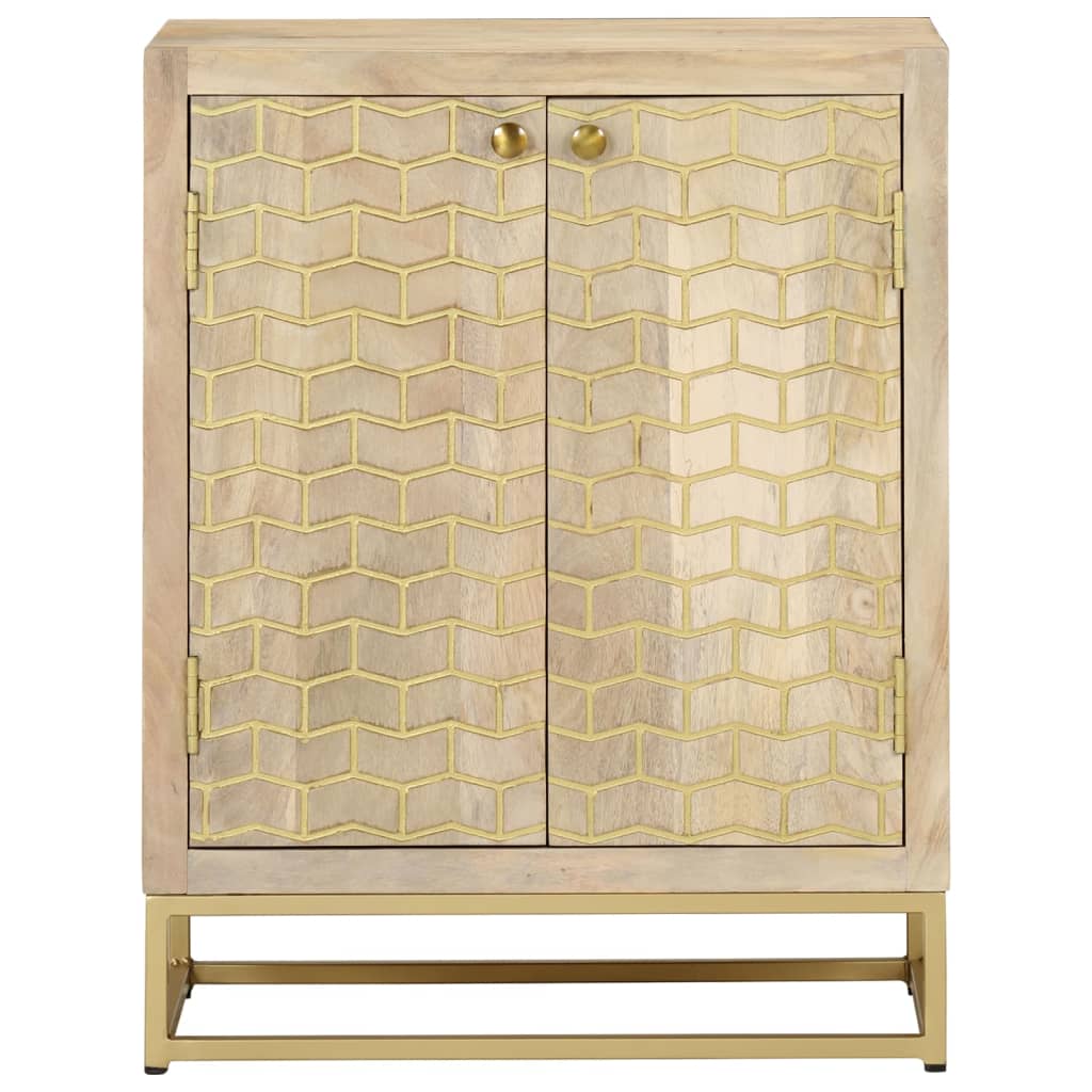Credenza con 2 Ante 55x30x70 cm in Legno Massello di Mango - homemem39