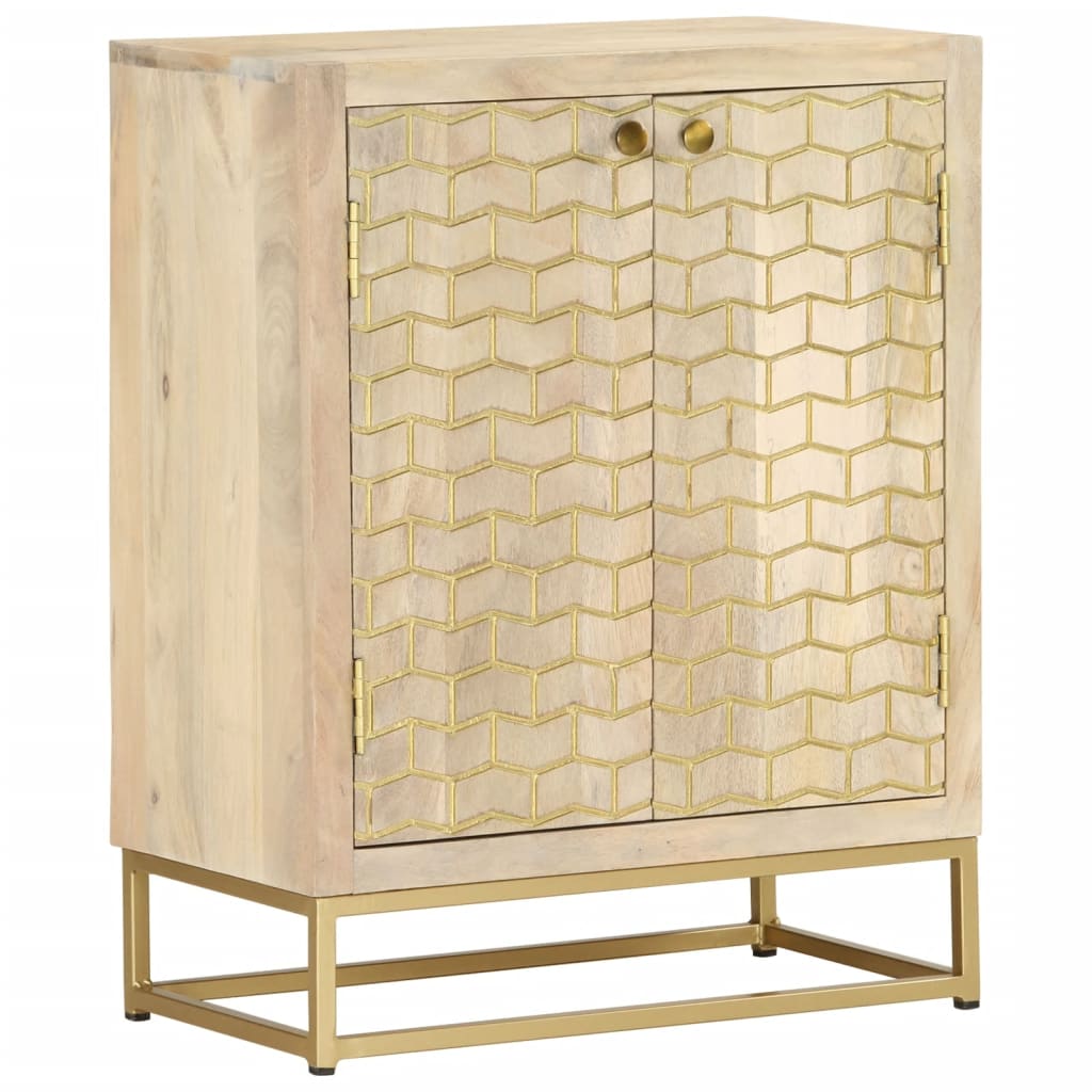 Credenza con 2 Ante 55x30x70 cm in Legno Massello di Mango - homemem39