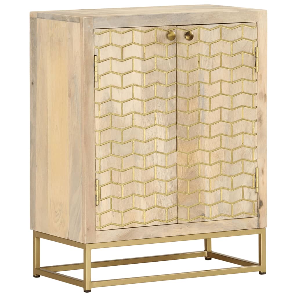 Credenza con 2 Ante 55x30x70 cm in Legno Massello di Mango - homemem39