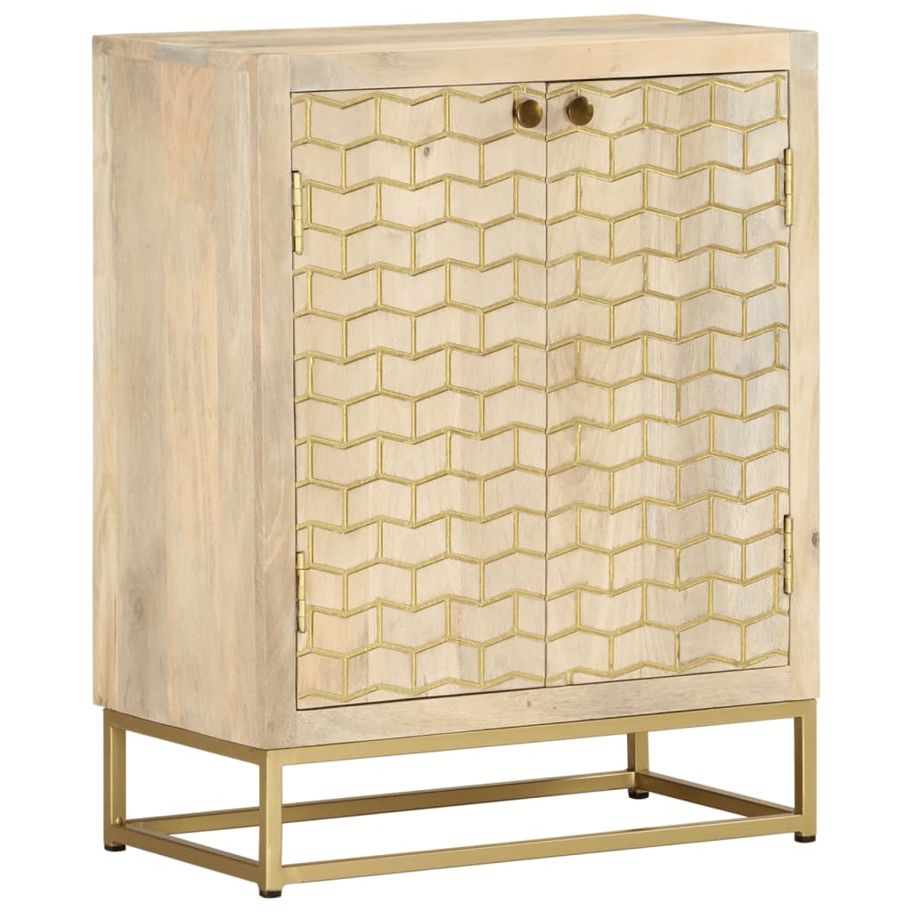 Credenza con 2 Ante 55x30x70 cm in Legno Massello di Mango - homemem39
