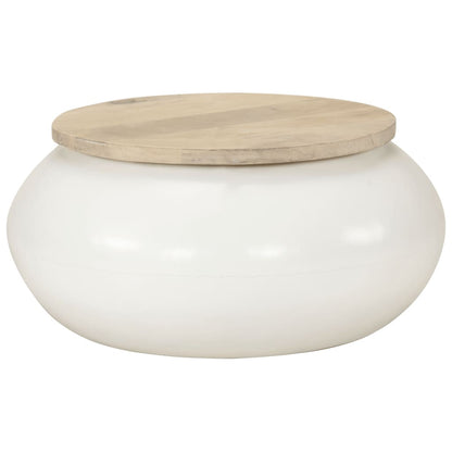 Tavolino da Salotto Bianco 51x51x27 cm Legno Massello di Mango