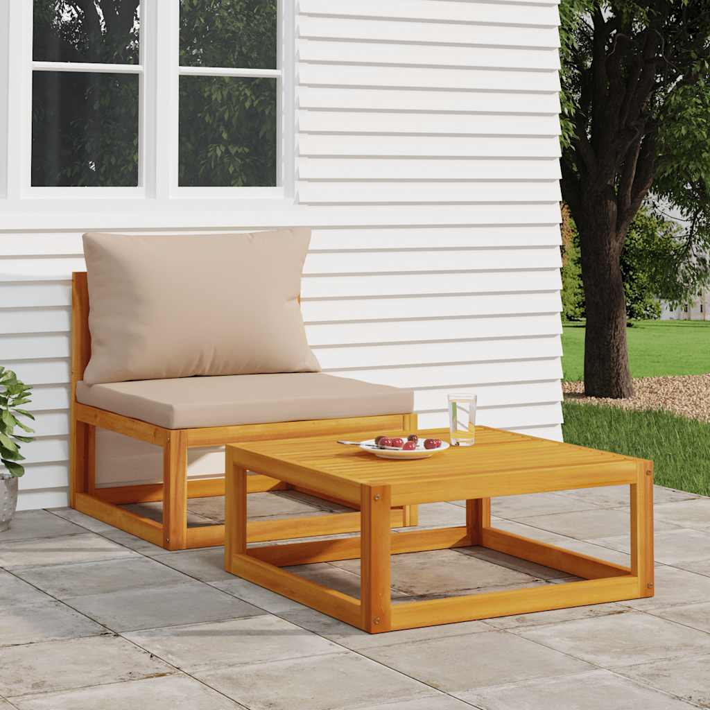 Set Divani da Giardino 2pz con Cuscini Legno Massello Acacia - homemem39