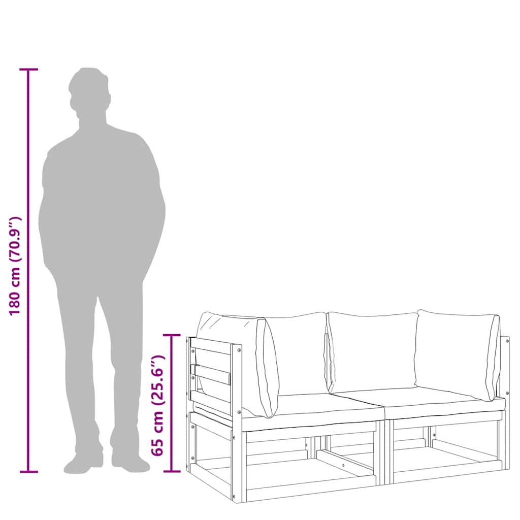 Divani Angolo Modulari 2pz Cuscini Grigio Chiaro Legno Acacia - homemem39