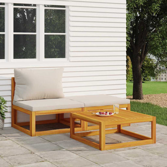 Set Mobili da Giardino 3pz con Cuscini Legno Massello di Acacia - homemem39