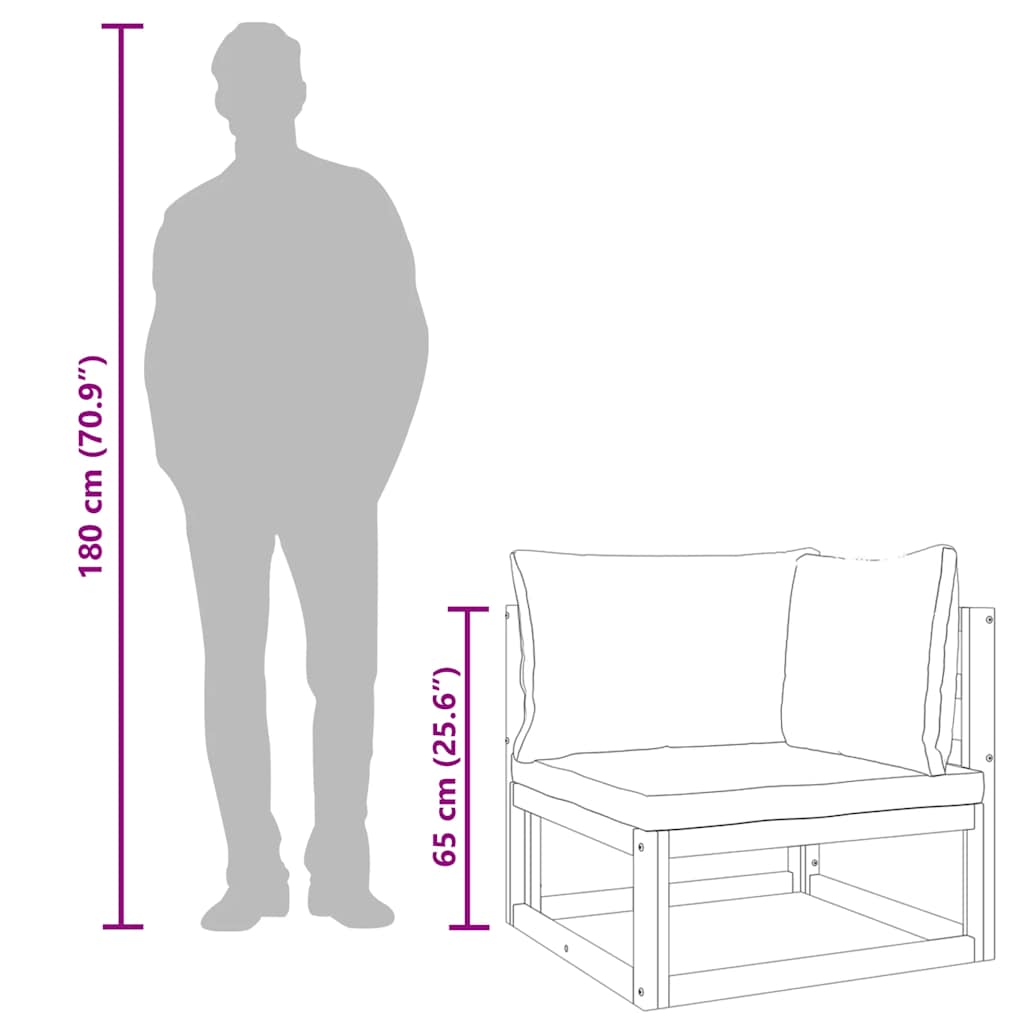 Divano Angolare Modulare Cuscini Grigio Chiaro Massello Acacia - homemem39
