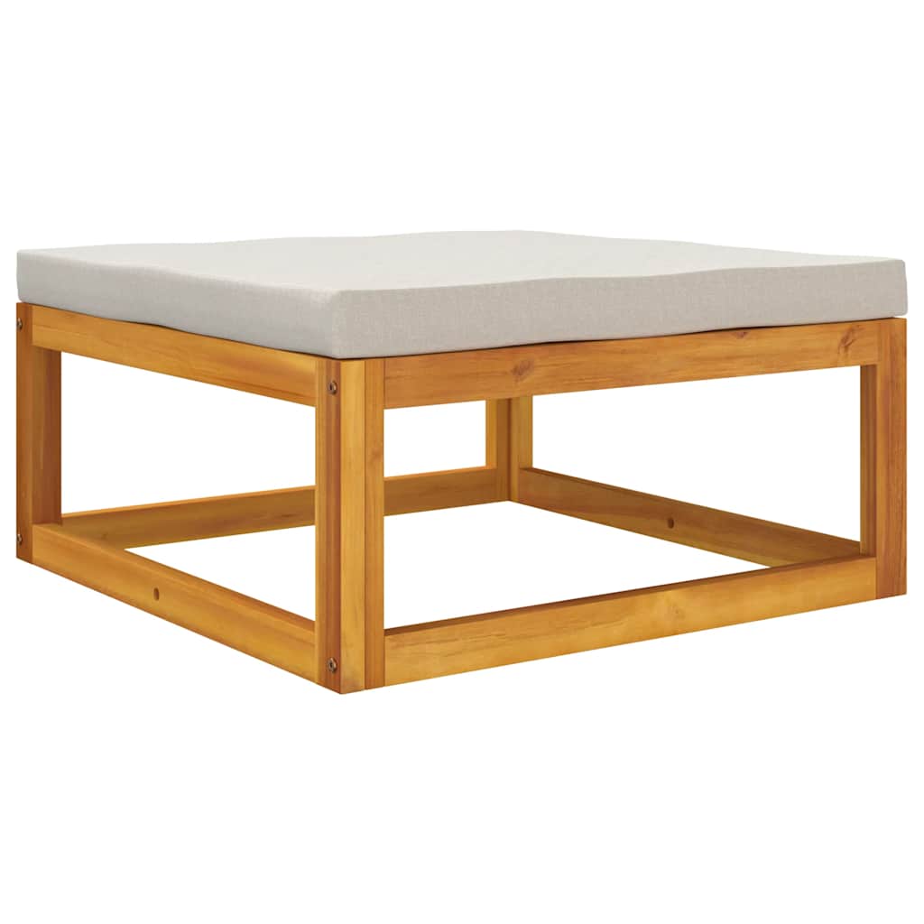 Poggiapiedi Giardino con Cuscino Grigio Chiaro Massello Acacia - homemem39