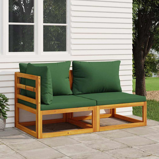 Set Divani da Giardino 2pz con Cuscini Legno Massello di Acacia - homemem39