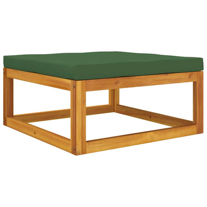Poggiapiedi da Giardino con Cuscino Verde Legno Massello Acacia - homemem39