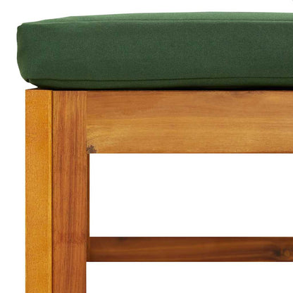 Poggiapiedi da Giardino con Cuscino Verde Legno Massello Acacia - homemem39