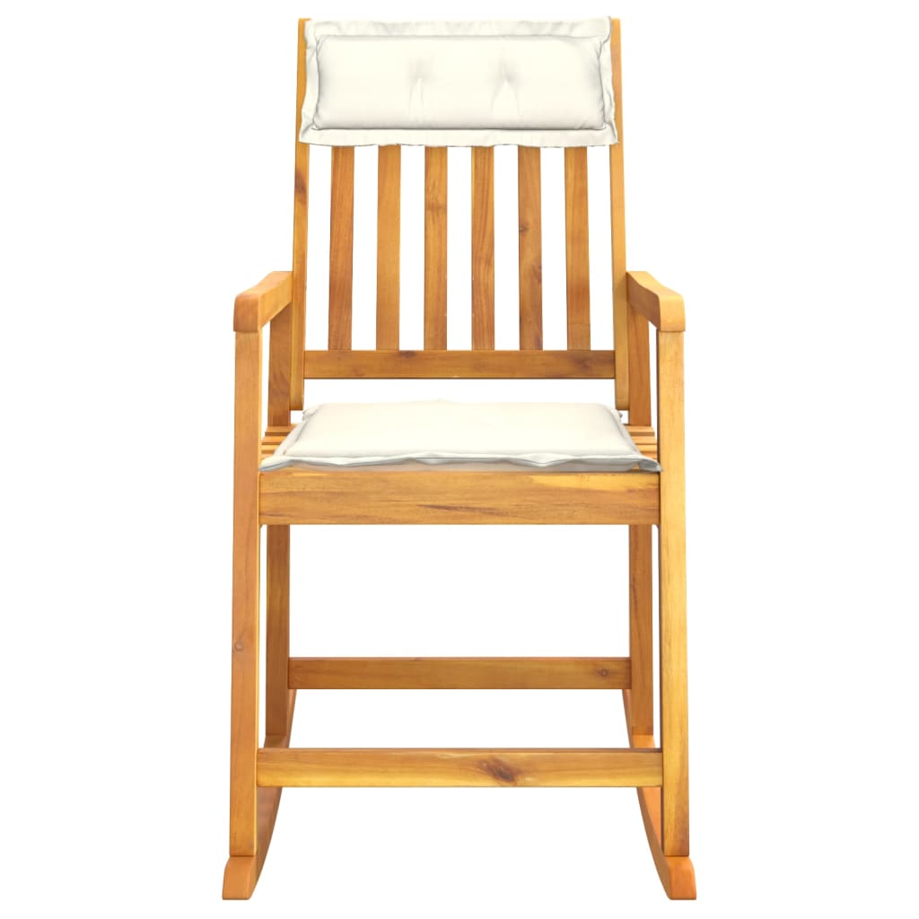 Sedia a Dondolo con Cuscini in Legno Massello di Acacia | homemem39