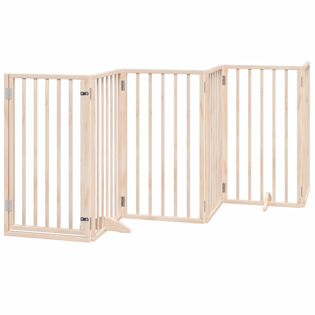 Cancelletto per cani con porta pieghevole 6 pannelli 300 cm in legno di pioppo | homemem39