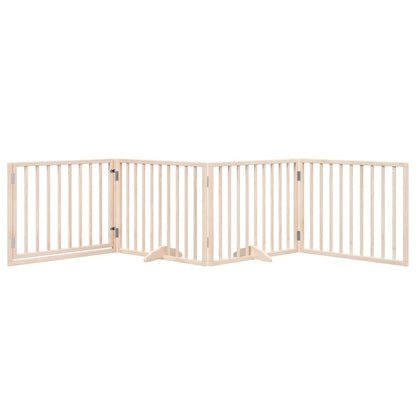 Cancelletto per cani con porta pieghevole 4 pannelli 320 cm in legno di pioppo | homemem39