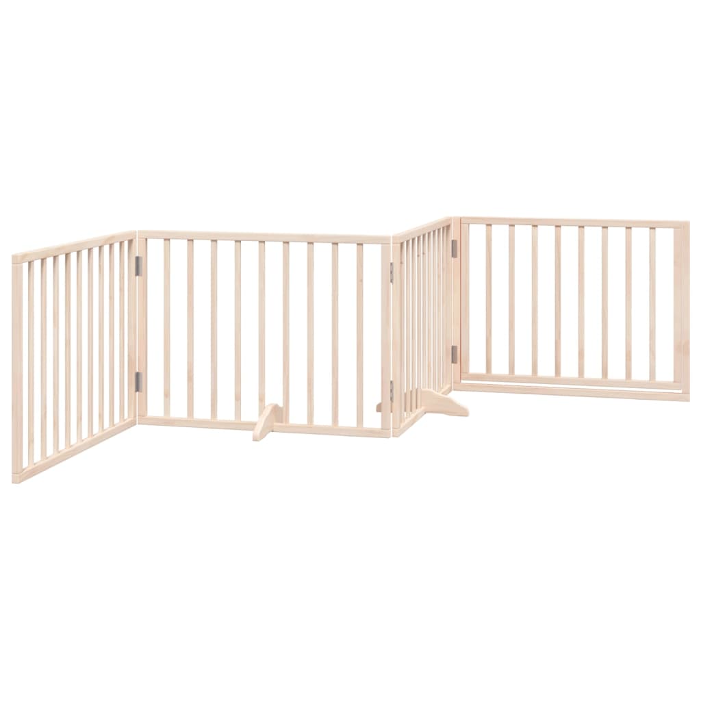 Cancelletto per cani con porta pieghevole 4 pannelli 320 cm in legno di pioppo | homemem39