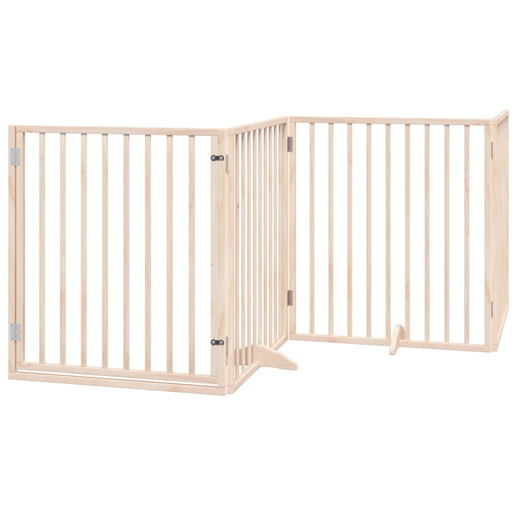 Cancello per Cani con Porta Pieghevole 4 Pannelli 320 cm Pioppo | homemem39