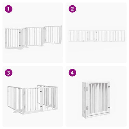 Cancello Cani Porta Pieghevole Bianco 6 Pannelli 300 cm Pioppo | homemem39
